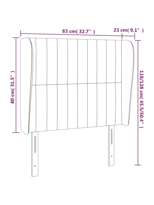 Čelo postele typu ušák tmavě zelené 83 x 23 x 118/128 cm samet