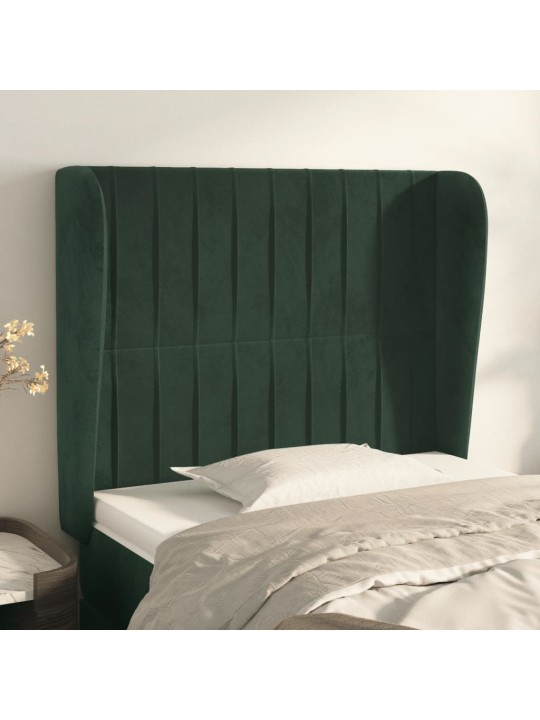 Čelo postele typu ušák tmavě zelené 83 x 23 x 118/128 cm samet