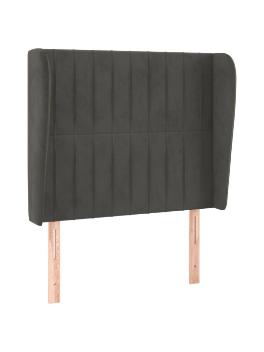 Čelo postele typu ušák tmavě šedé 93x23x118/128 cm samet