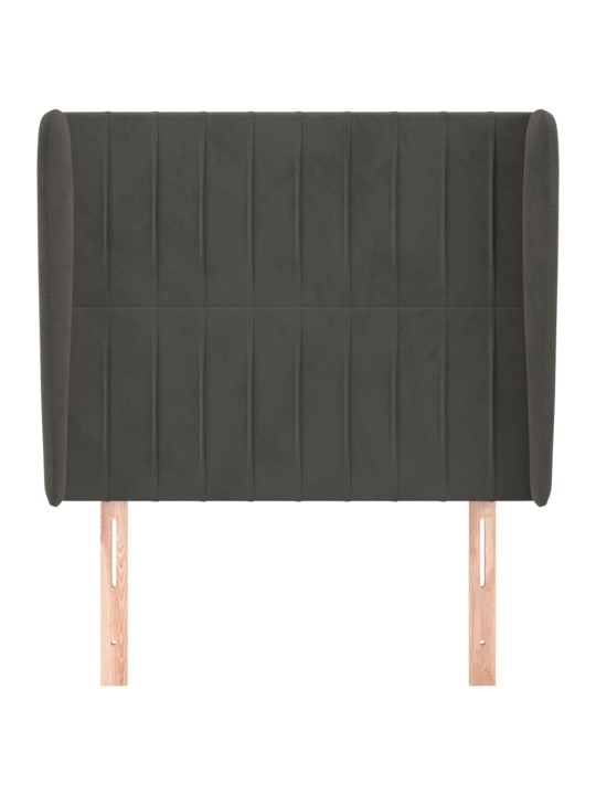 Čelo postele typu ušák tmavě šedé 93x23x118/128 cm samet