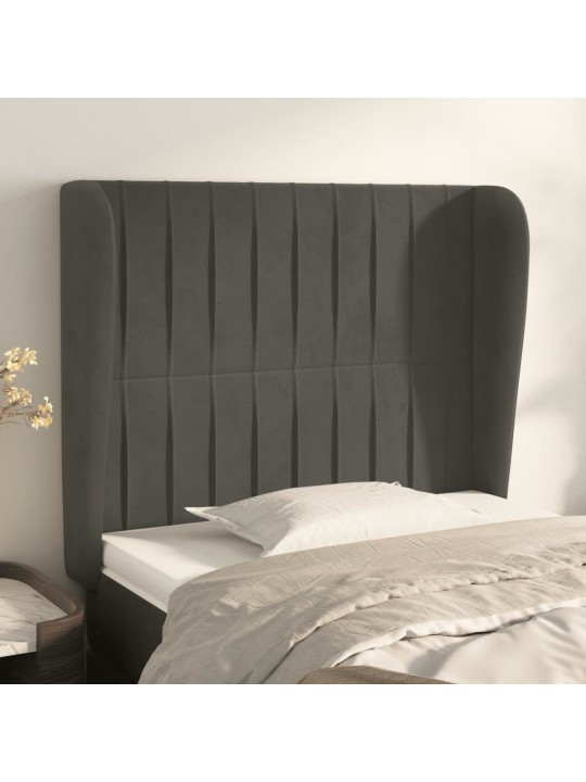 Čelo postele typu ušák tmavě šedé 93x23x118/128 cm samet