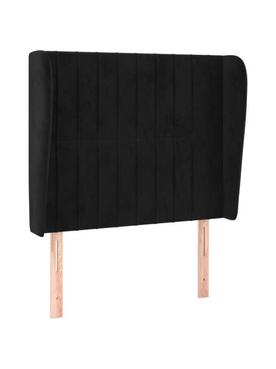 Čelo postele typu ušák černé 93x23x118/128 cm samet