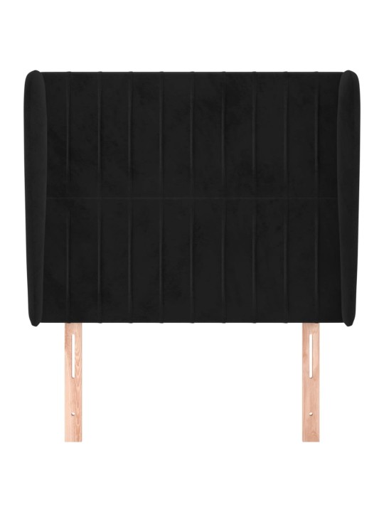 Čelo postele typu ušák černé 93x23x118/128 cm samet