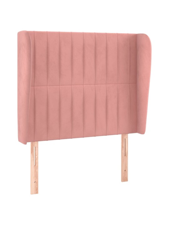 Čelo postele typu ušák růžové 93 x 23 x 118/128 cm samet
