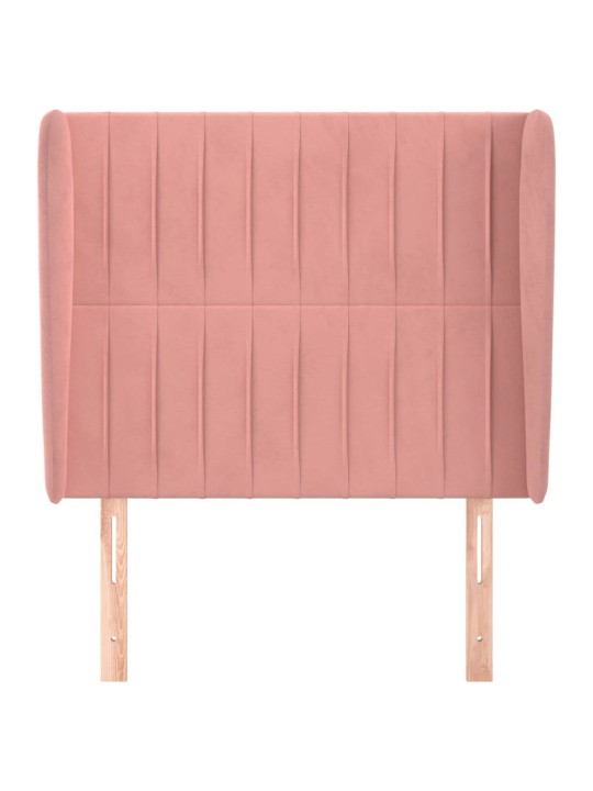 Čelo postele typu ušák růžové 93 x 23 x 118/128 cm samet