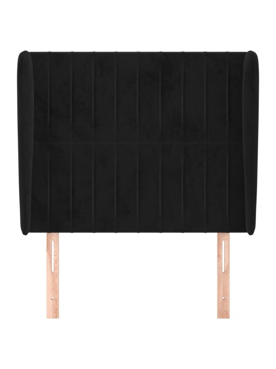 Čelo postele typu ušák černé 103x23x118/128 cm samet