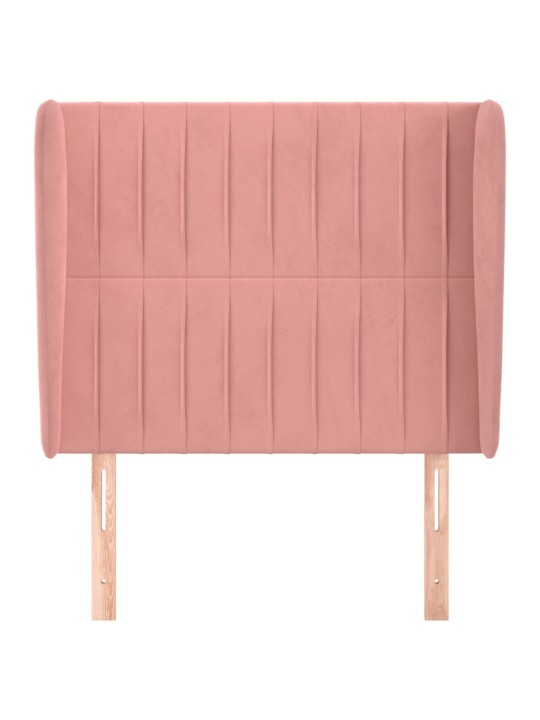Čelo postele typu ušák růžové 83 x 23 x 118/128 cm samet