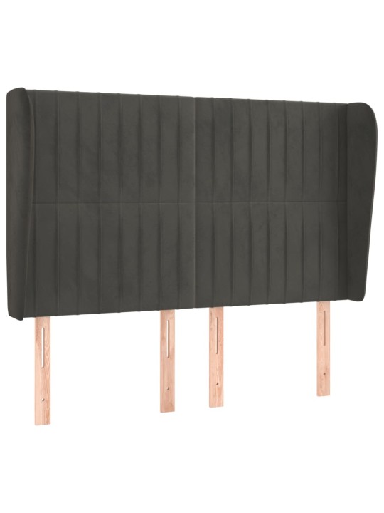 Čelo postele typu ušák tmavě šedé 147x23x118/128 cm samet