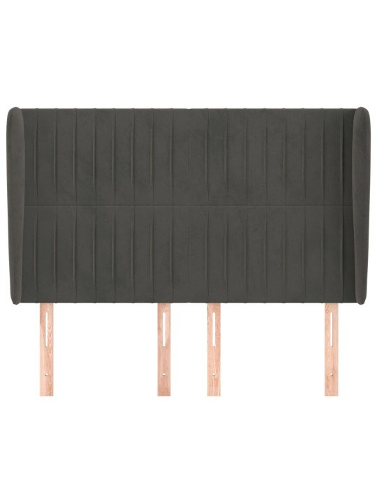 Čelo postele typu ušák tmavě šedé 147x23x118/128 cm samet