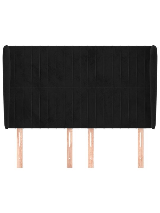 Čelo postele typu ušák černé 147x23x118/128 cm samet