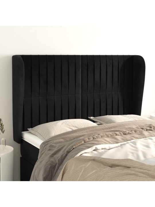 Čelo postele typu ušák černé 147x23x118/128 cm samet