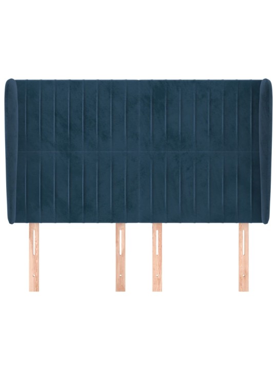 Čelo postele typu ušák tmavě modrá 147x23x118/128 cm samet