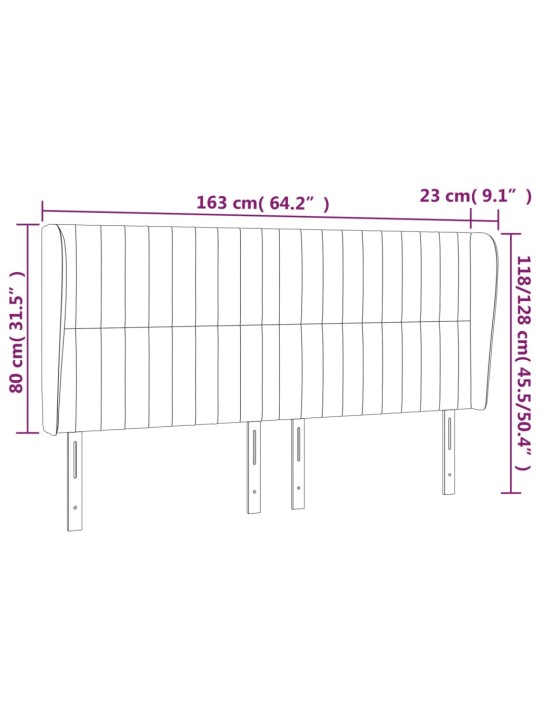 Čelo postele typu ušák černé 163x23x118/128 cm samet