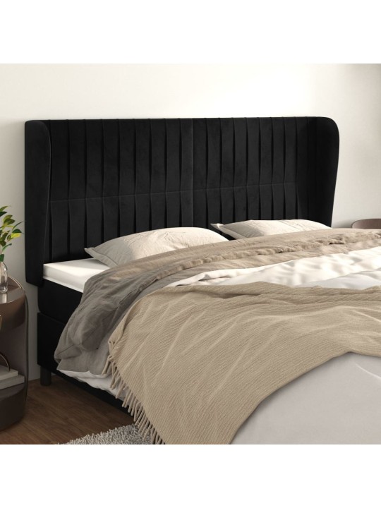 Čelo postele typu ušák černé 163x23x118/128 cm samet