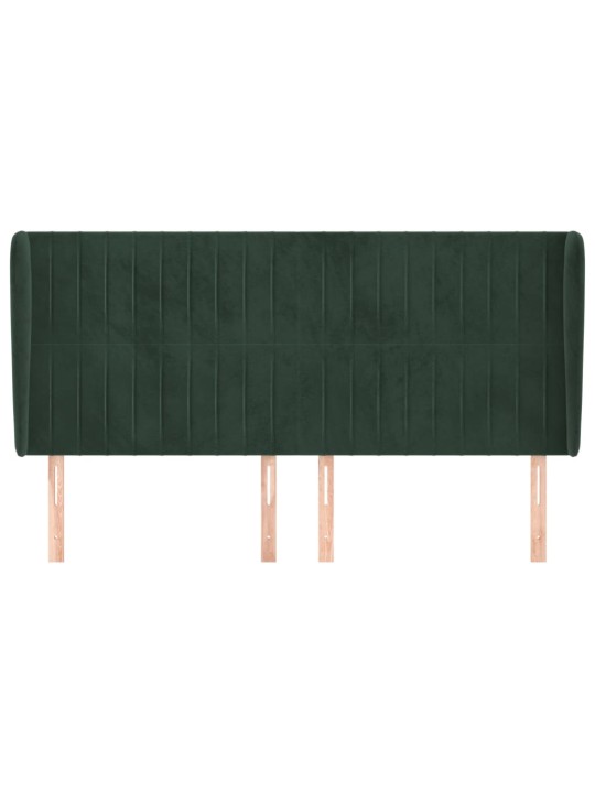 Čelo postele typu ušák tmavě zelená 163x23x118/128 cm samet