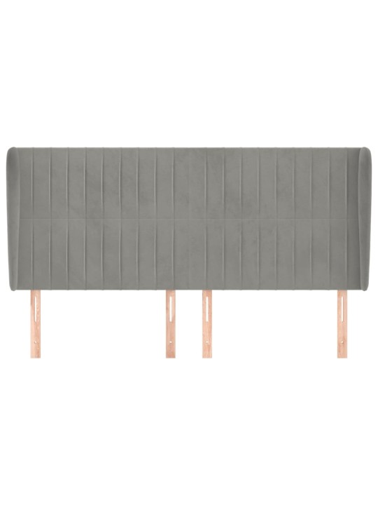 Čelo postele typu ušák světle šedé 183x23x118/128 cm samet