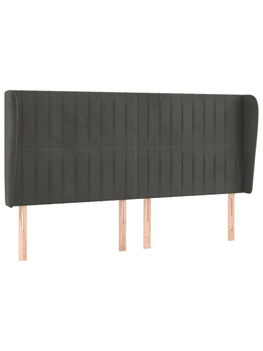 Čelo postele typu ušák tmavě šedé 183x23x118/128 cm samet