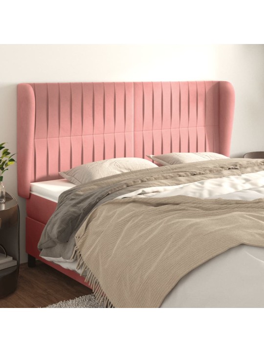 Čelo postele typu ušák růžová 183x23x118/128 cm samet