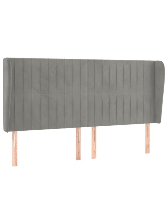 Čelo postele typu ušák světle šedé 203x23x118/128 cm samet