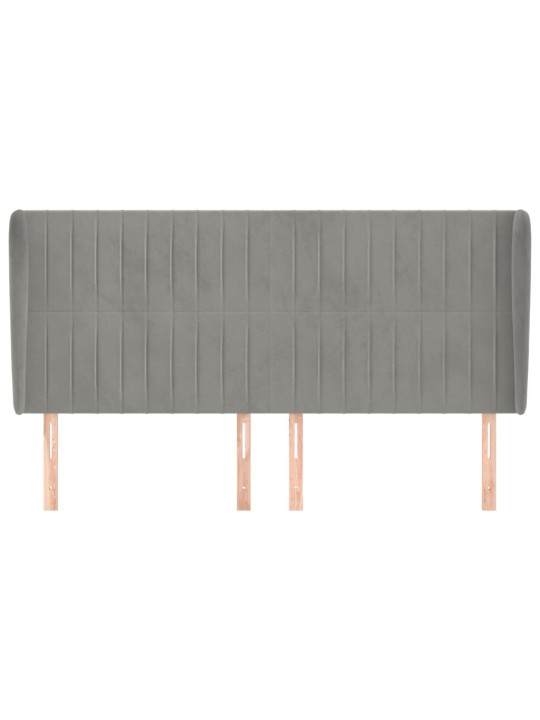 Čelo postele typu ušák světle šedé 203x23x118/128 cm samet