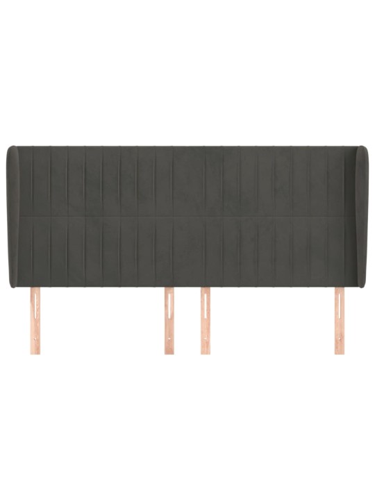 Čelo postele typu ušák tmavě šedé 203x23x118/128 cm samet