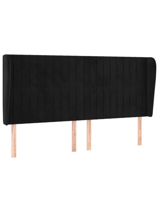 Čelo postele typu ušák černé 203x23x118/128 cm samet