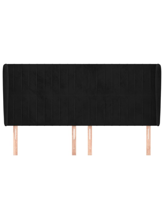 Čelo postele typu ušák černé 203x23x118/128 cm samet