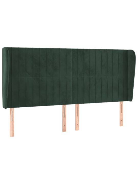 Čelo postele typu ušák tmavě zelená 203x23x118/128 cm samet