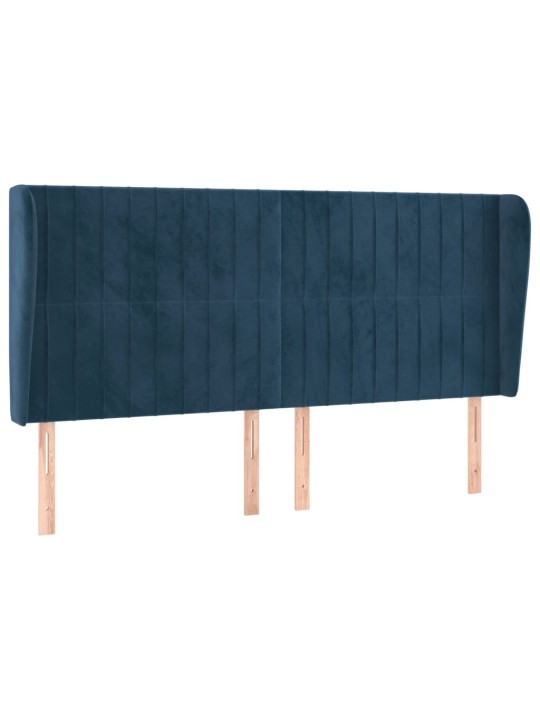 Čelo postele typu ušák tmavě modrá 203x23x118/128 cm samet