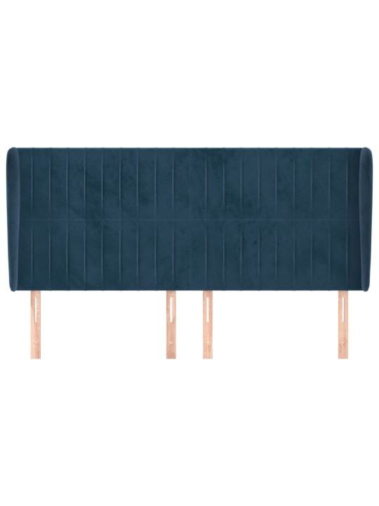 Čelo postele typu ušák tmavě modrá 203x23x118/128 cm samet