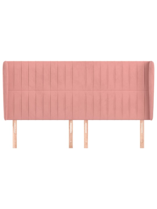 Čelo postele typu ušák růžová 203x23x118/128 cm samet