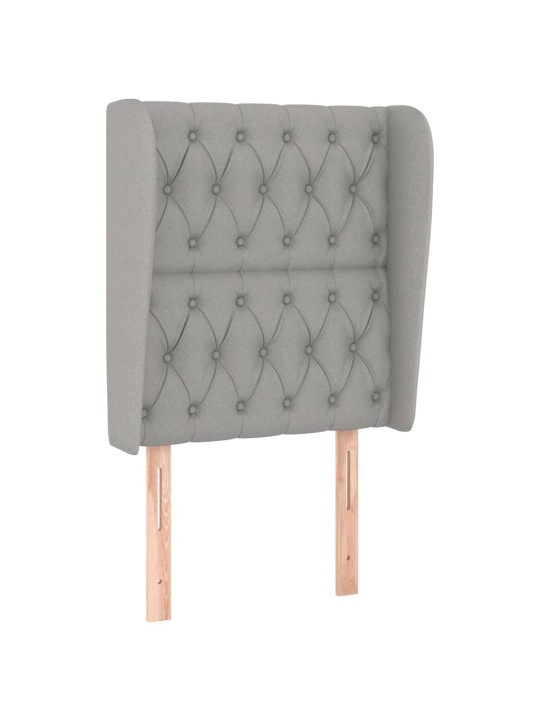 Čelo postele typu ušák světle šedé 83 x 23 x 118/128 cm textil