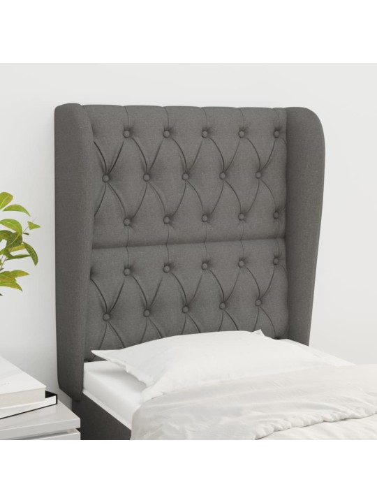 Čelo postele typu ušák tmavě šedé 83 x 23 x 118/128 cm textil