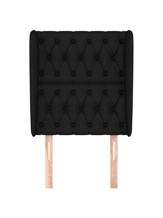 Čelo postele typu ušák černé 83 x 23 x 118/128 cm textil