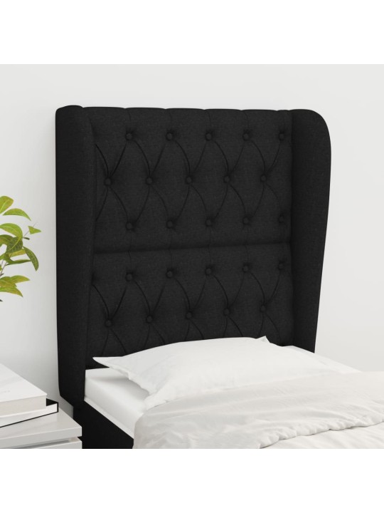 Čelo postele typu ušák černé 83 x 23 x 118/128 cm textil
