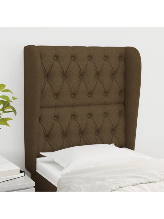 Čelo postele typu ušák tmavě hnědé 83 x 23 x 118/128 cm textil