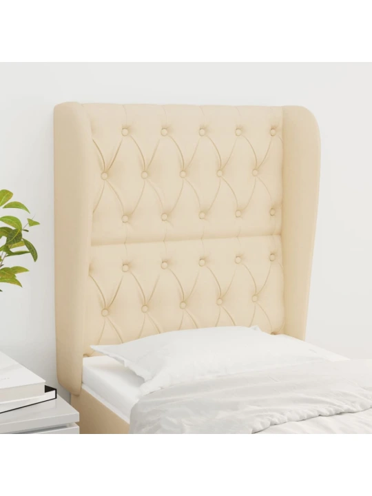 Čelo postele typu ušák krémové 83 x 23 x 118/128 cm textil