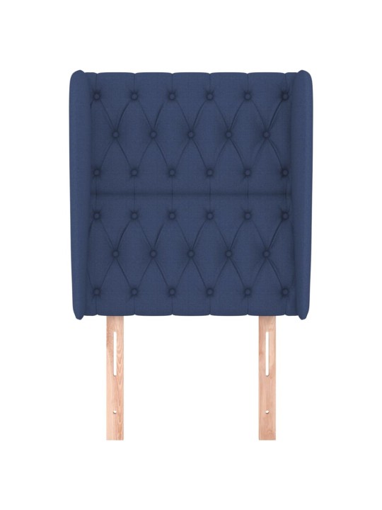 Čelo postele typu ušák modré 83 x 23 x 118/128 cm textil