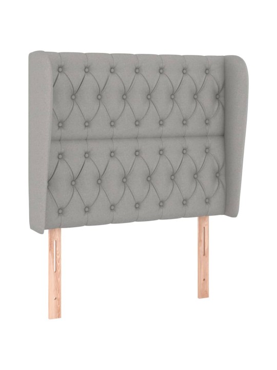 Čelo postele typu ušák světle šedé 93 x 23 x 118/128 cm textil