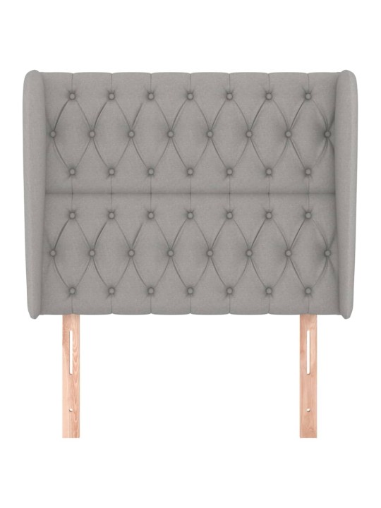 Čelo postele typu ušák světle šedé 93 x 23 x 118/128 cm textil