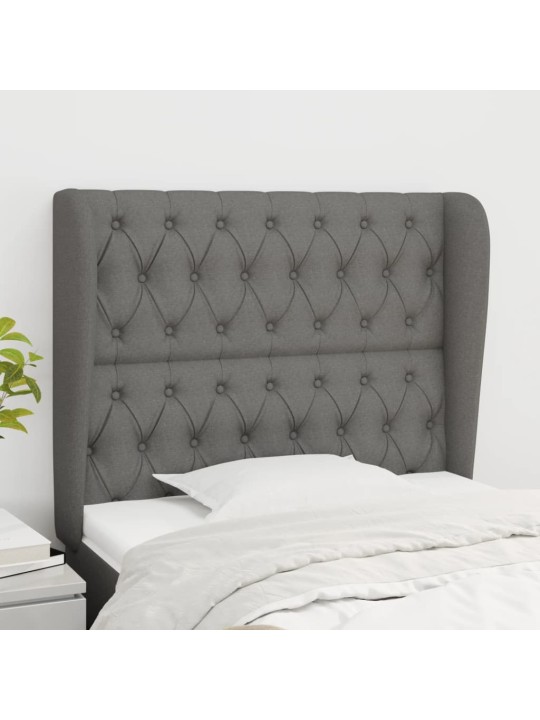 Čelo postele typu ušák tmavě šedé 93x23x118/128 cm textil