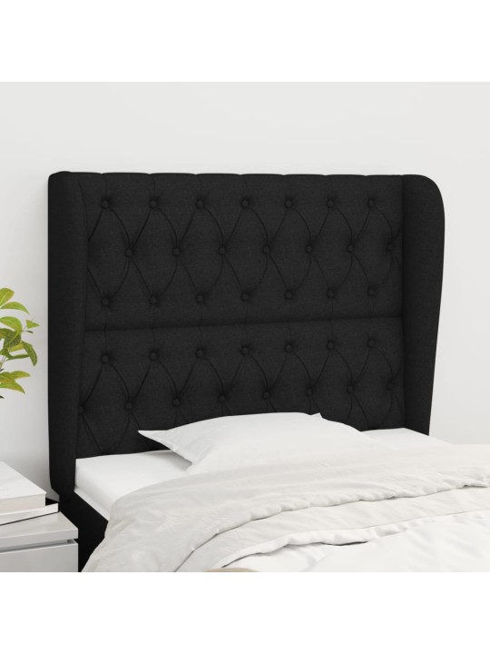 Čelo postele typu ušák černé 93x23x118/128 cm textil