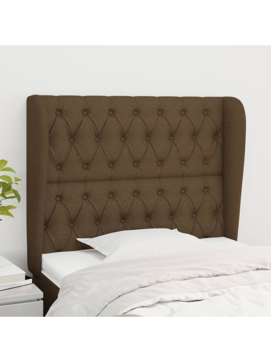 Čelo postele typu ušák tmavě hnědé 93x23x118/128 cm textil