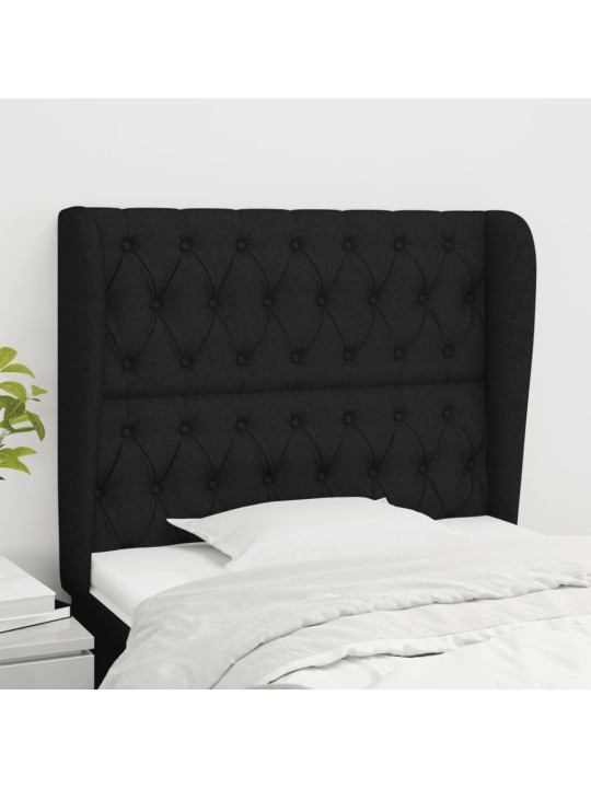 Čelo postele typu ušák černé 103x23x118/128 cm textil
