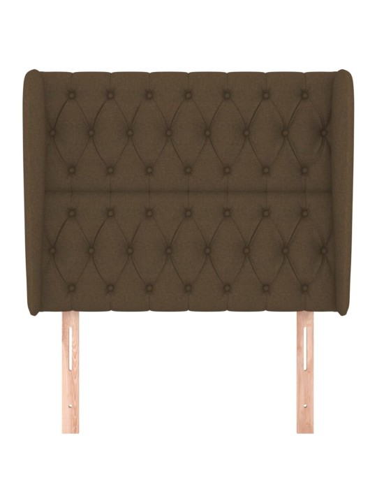 Čelo postele typu ušák tmavě hnědé 103x23x118/128 cm textil