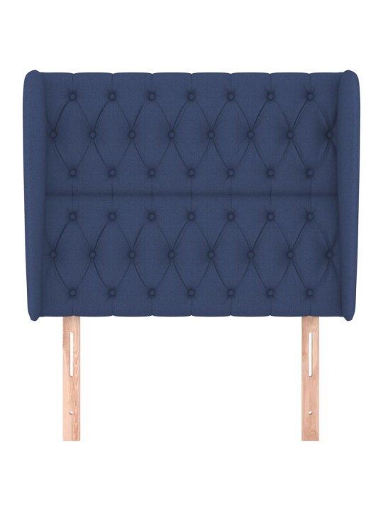 Čelo postele typu ušák modré 103x23x118/128 cm textil