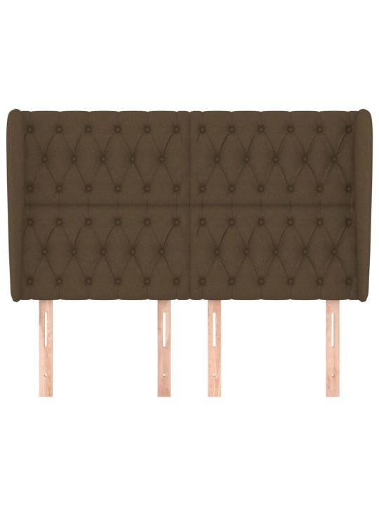 Čelo postele typu ušák tmavě hnědé 147x23x118/128 cm textil