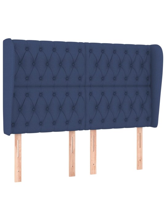 Čelo postele typu ušák modré 147x23x118/128 cm textil