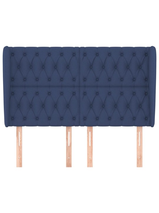 Čelo postele typu ušák modré 147x23x118/128 cm textil