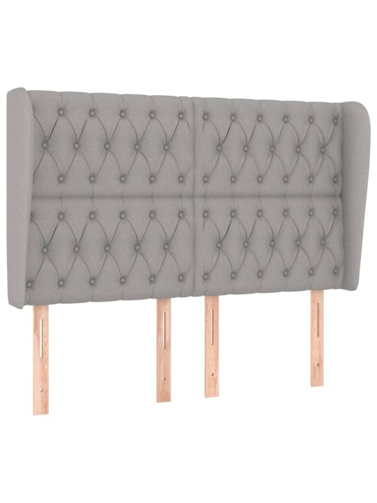 Čelo postele typu ušák světle šedé 163x23x118/128 cm textil